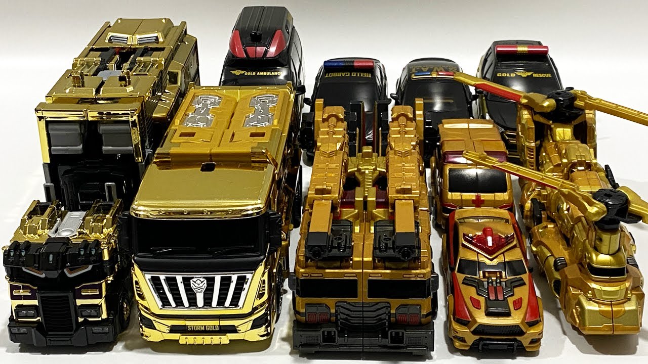 [골드 모음집] 황금 헤비아이언 황금 펜타스톰 골드 기간트 세이버 변신 합체 모음 Gold Robot Combine Toys
