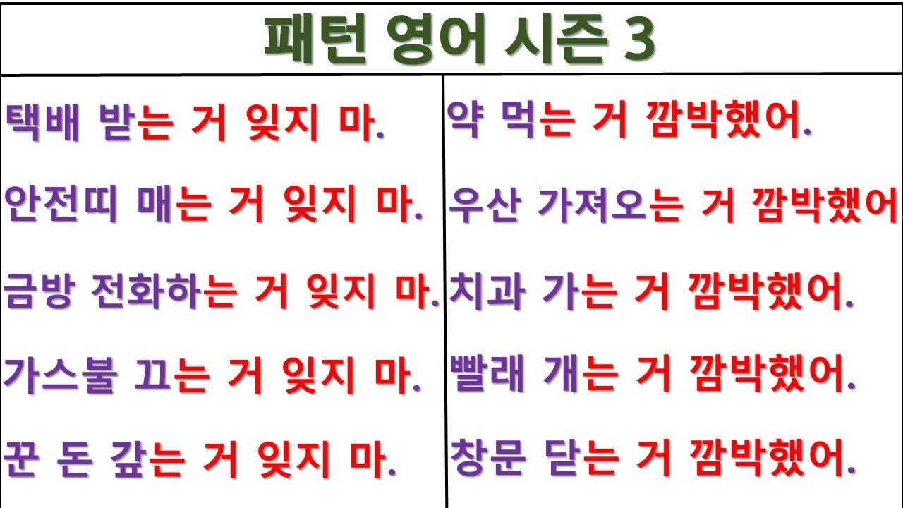 Don’t forget to~(~하는 거 잊지 마) / I forgot to~(~하는 거 깜박했어) / 패턴영어 시즌3 (54일 째)