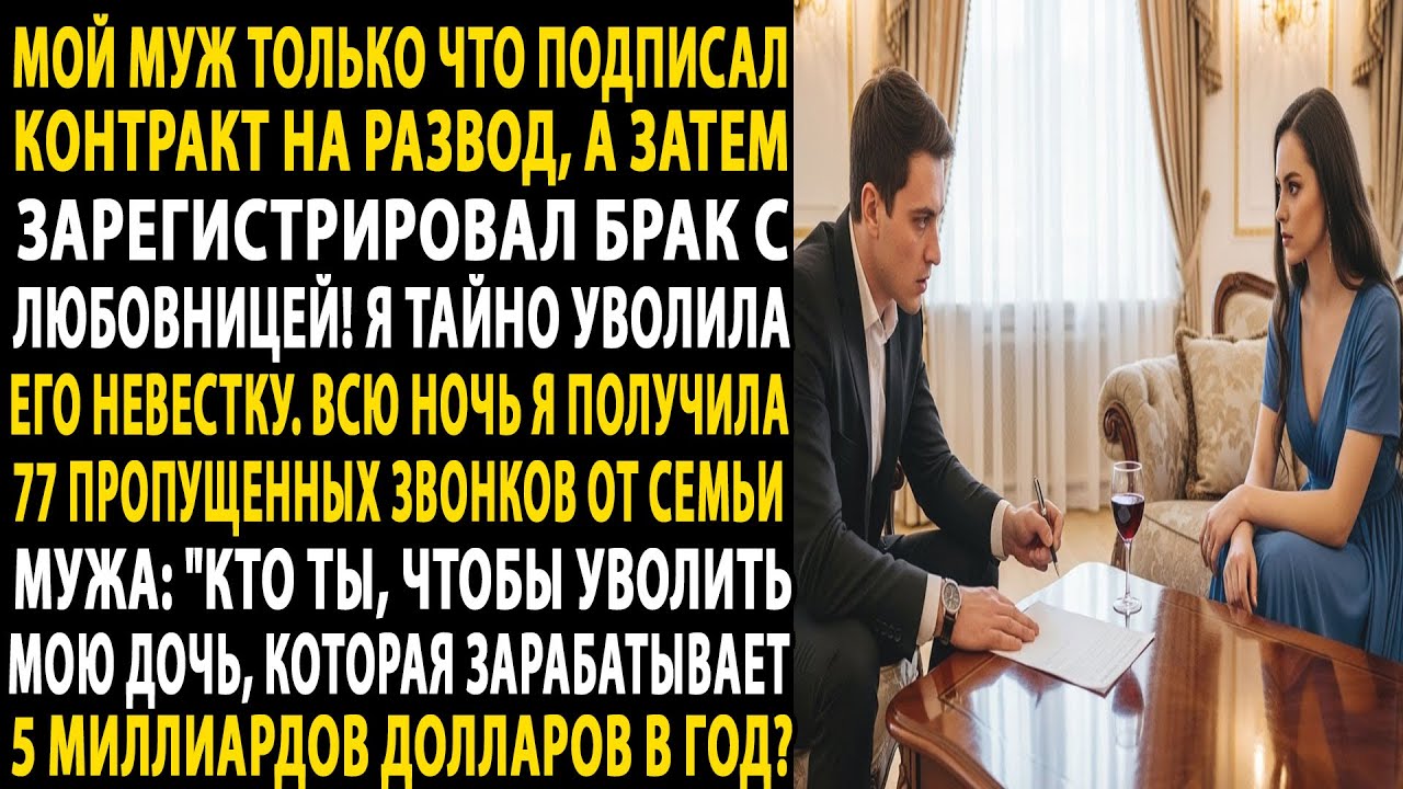 муж подписал развод📃женился на своей любовнице💔я тихо уволила его сестру😏77 пропущенных звонков 📞⁉️.
