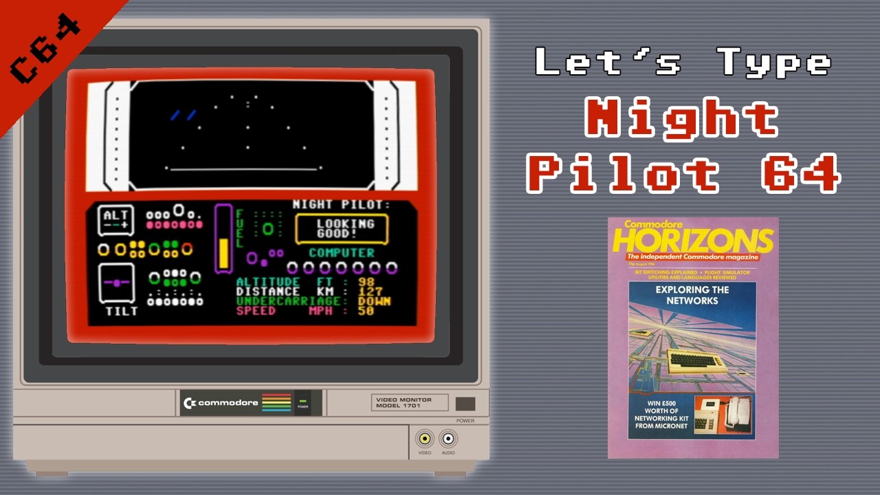 Let’s Type Night Pilot – авиасимулятор для C64 1984 года от Commodore Horizons