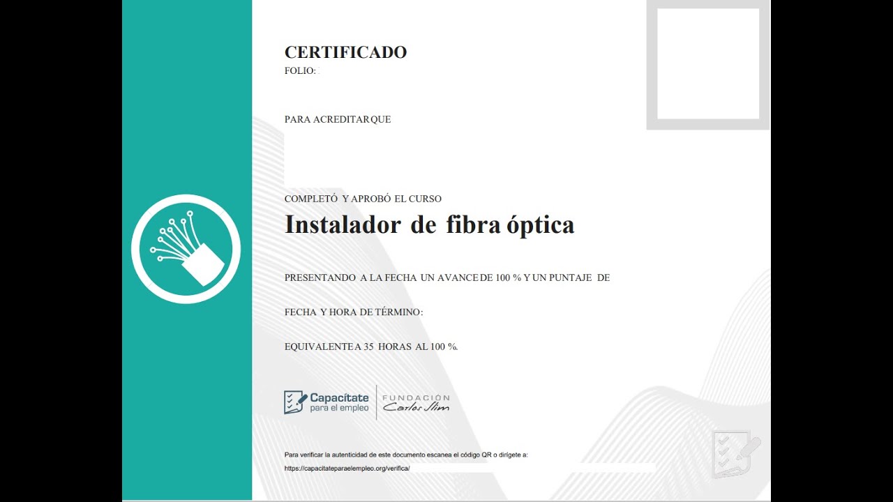 Curso Instalador de Fibra Óptica de la página capacitateparaelempleo.org