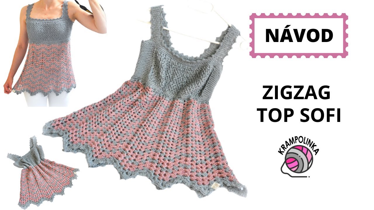 Háčkovaný ZIG ZAG TOP SOFI