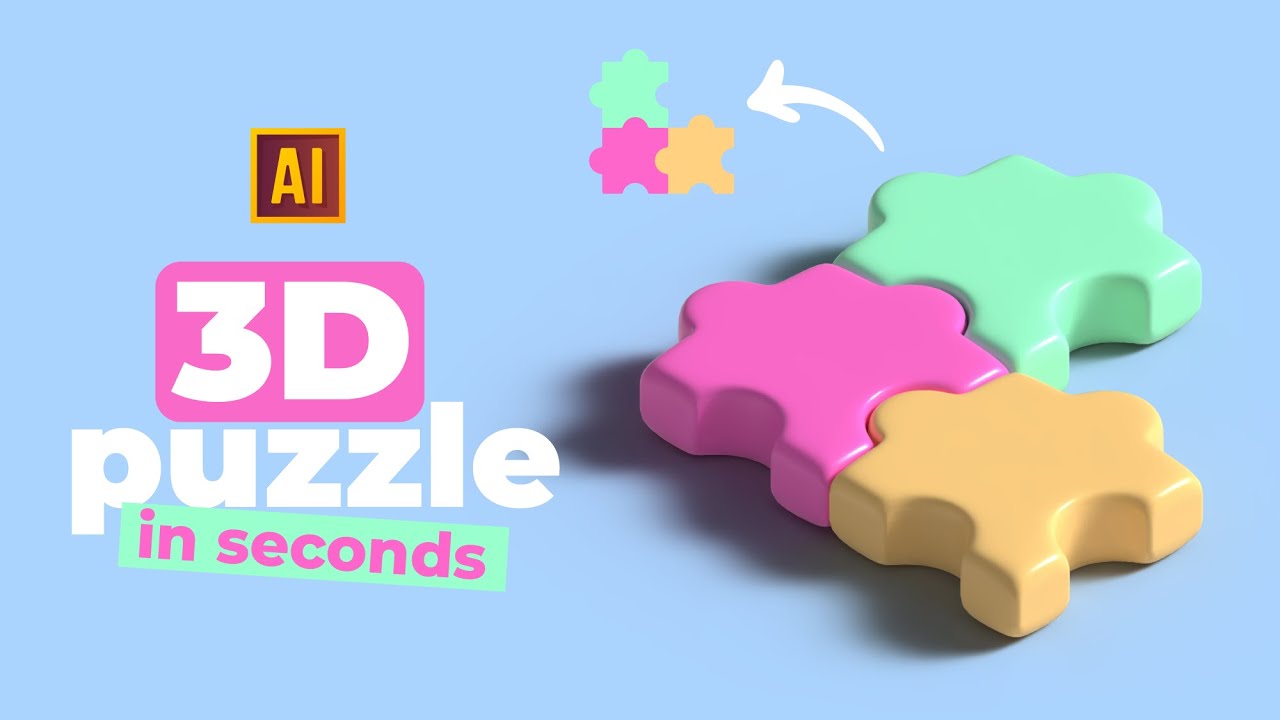 HOW TO MAKE 3D PUZZLE IN SECONDS IN ADOBE ILLUSTRATOR