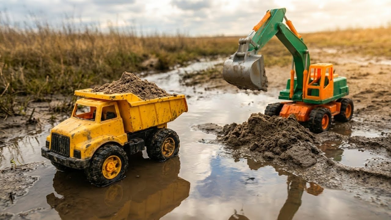 RC Dump Truck Carrying Sand | Big Excavator Loading Construction Materials