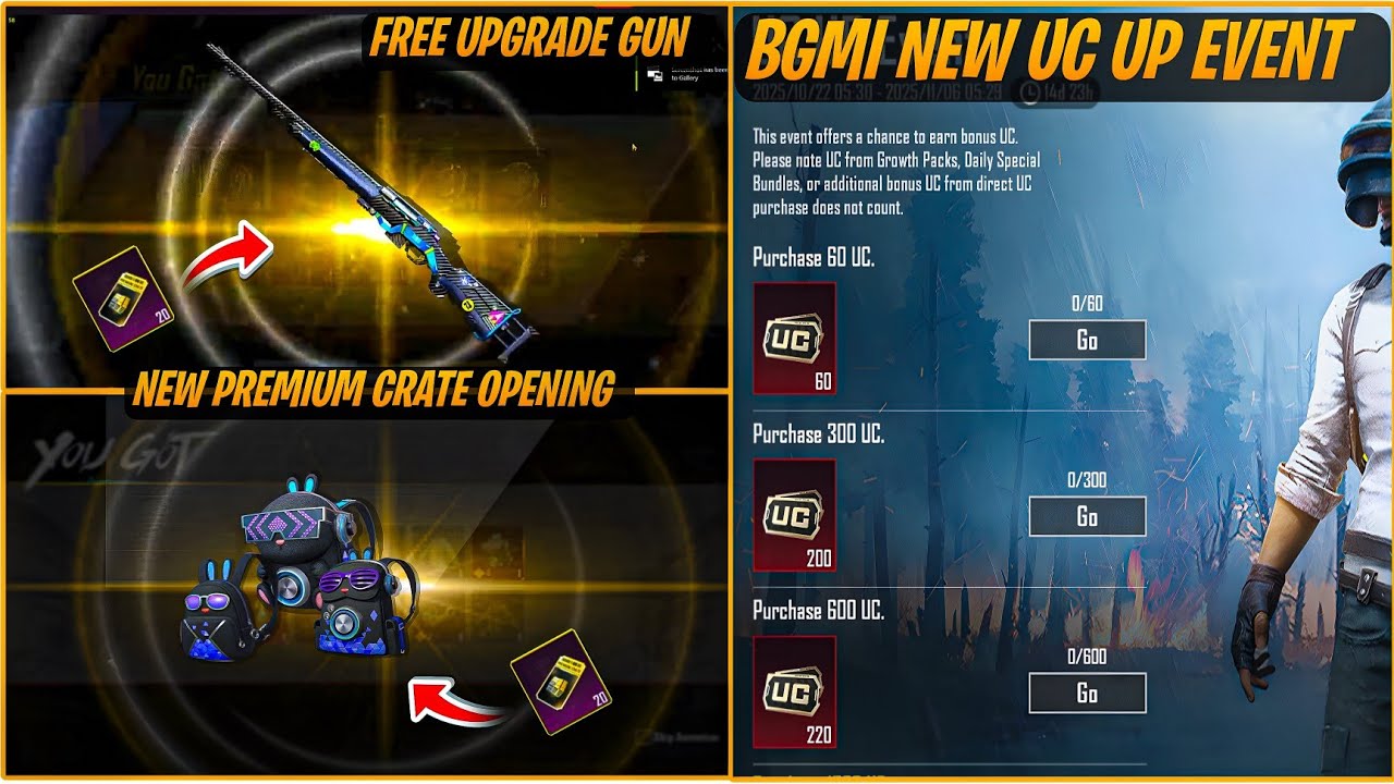FINALLY BGMI NEW PREMIUM  CRATE FREE UPGRADE GUN SKIN😍NEW PREMIUM CRATE OPENING😍BGMI NEW UC UP EVENT