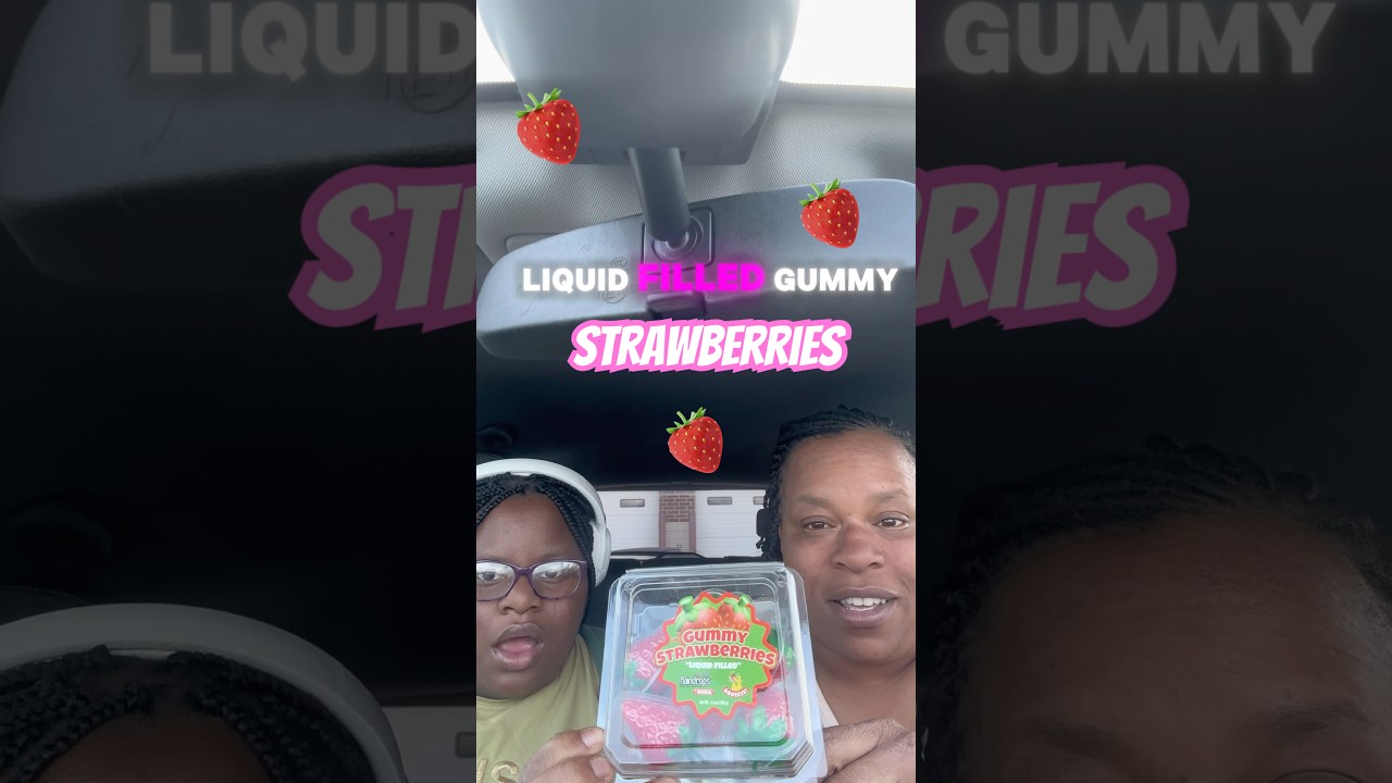 Liquid filled STRAWBERRY GUMMIES #tastetest #candy #review