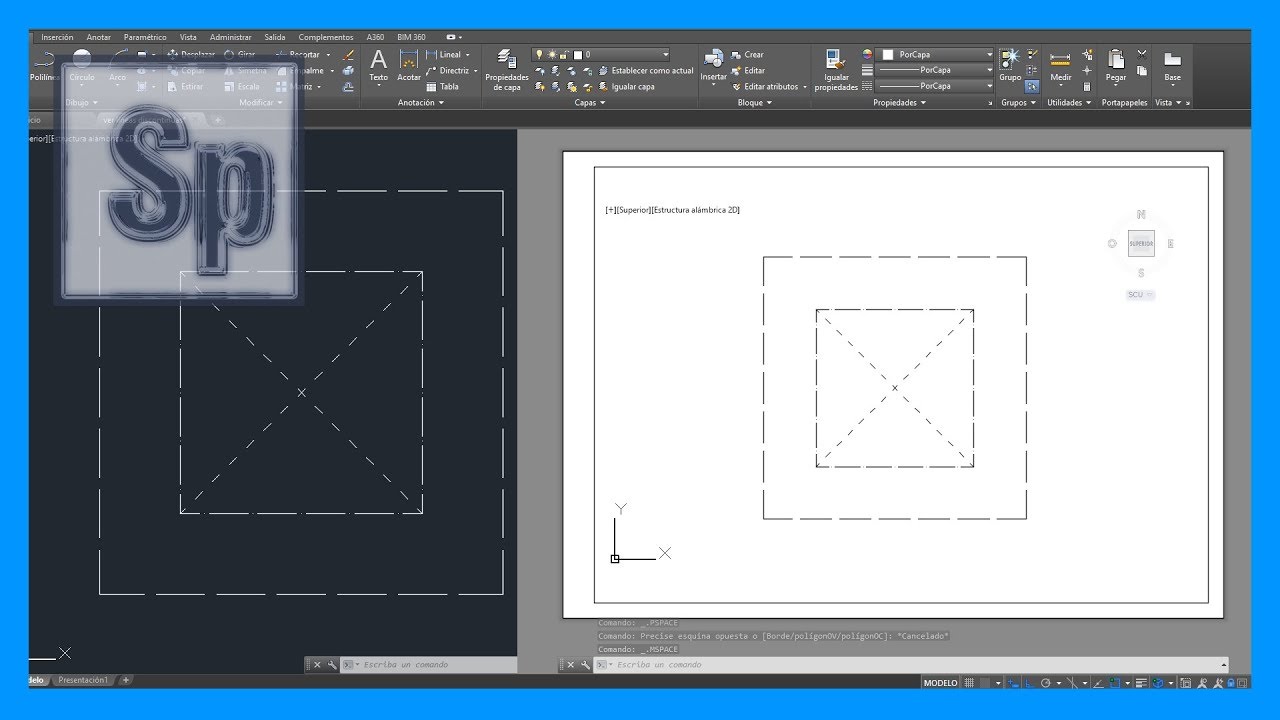 Autocad - Ver líneas discontinuas en presentación o layout. Tutorial en español HD