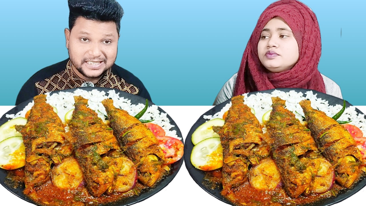 Spicy Hilsa Fish Curry And Rice Eating Challenge, Hilsa Curry Eating Competition, R+B Vlog
