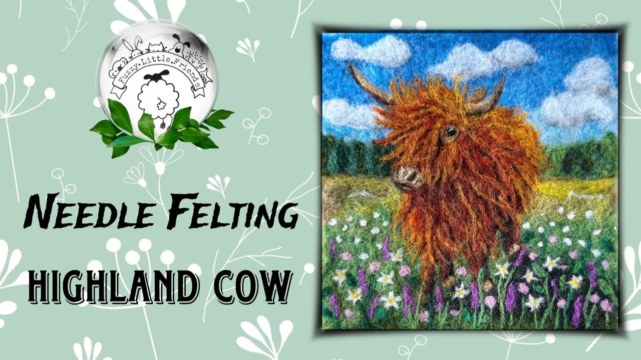 HIGHLAND COW NEEDLE FELTIN WOOL PAINTING #needlefelting #feltingwool #woolart