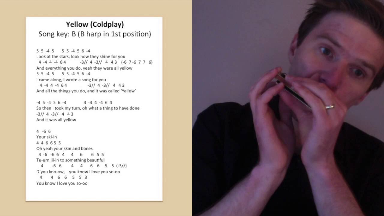 Coldplay - 'Yellow' harmonica lesson: How to play Yellow by Coldplay on C diatonic harmonica