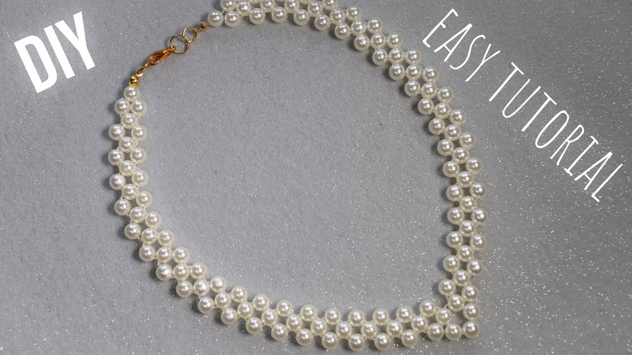 آموزش ساده ترین گردنبند  مرواریدی How to make Pearl necklace,super easy tutorial ,DIY