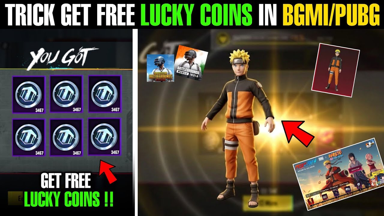 Trick Get Free Naruto Dress In 0Uc 😳| How To Get Free Lucky Coins In Bgmi/Pubg 
