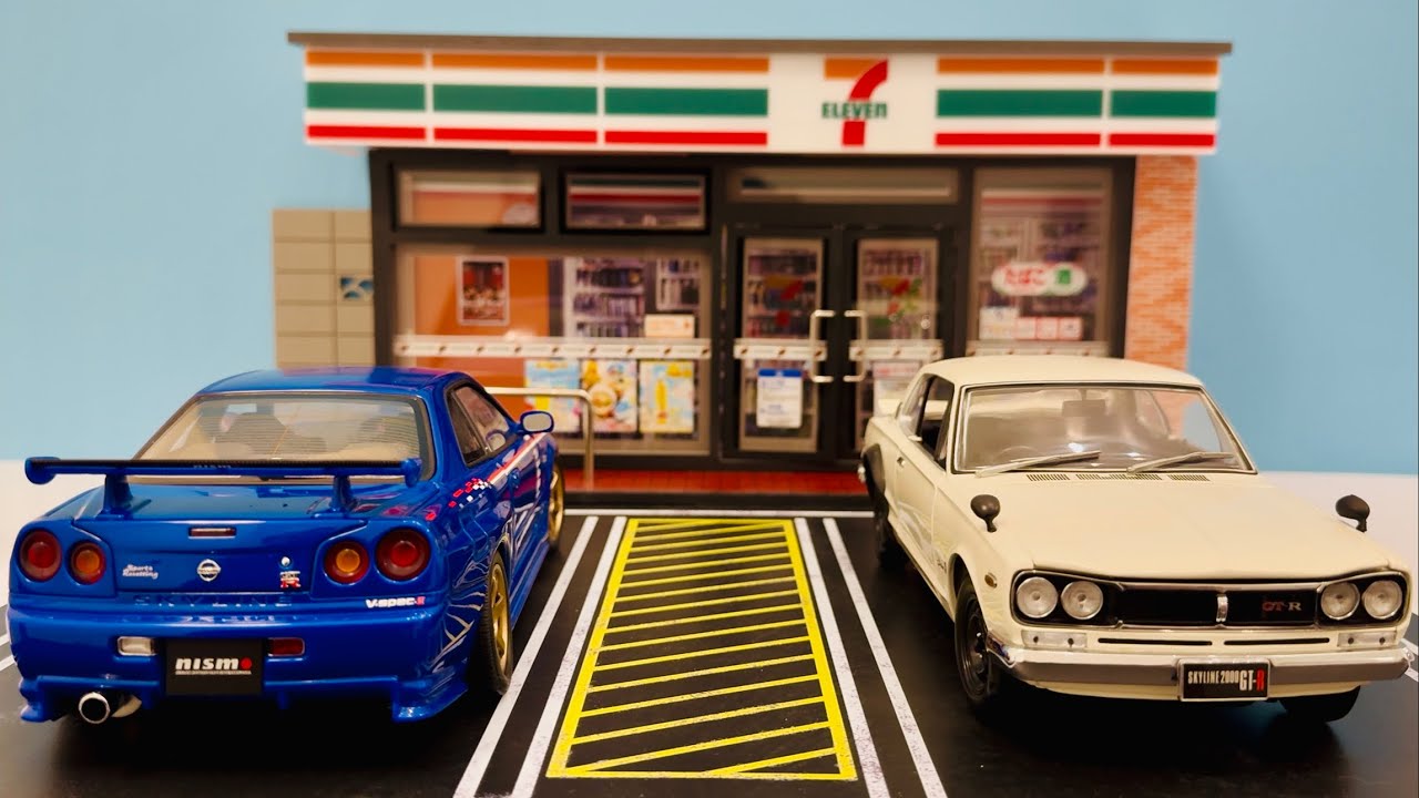 G Fans 1:18 Diorama 7-Eleven Unboxing, Assembly and Showcasing #autoart #kyosho #automobile #skyline