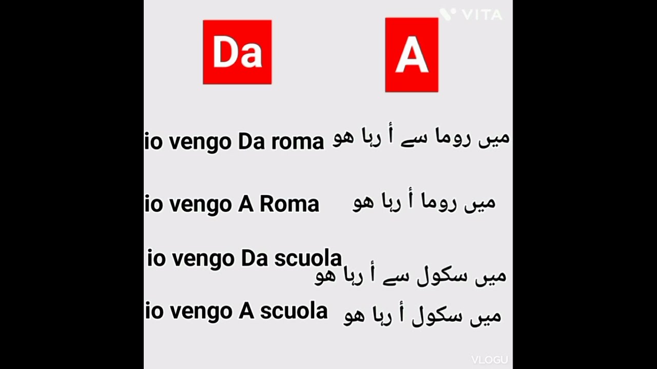 Le preposizioni / DA /A / Dal /learn italian in urdu|italian in Urdu|