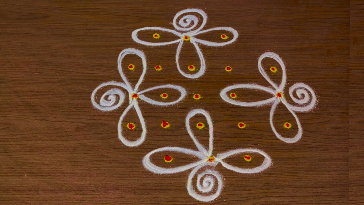 With 5×3×3 Dots Simple Creative Rangoli Design | Easy Daily Muggu | Beautiful Kolam for Beginners