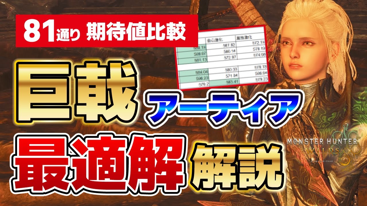 一番詳しい太刀巨戟アーティアの最適激化タイプと復元ボーナス　実力別やスキル・装備別の選び方と考え方徹底解説【モンハンワイルズ】