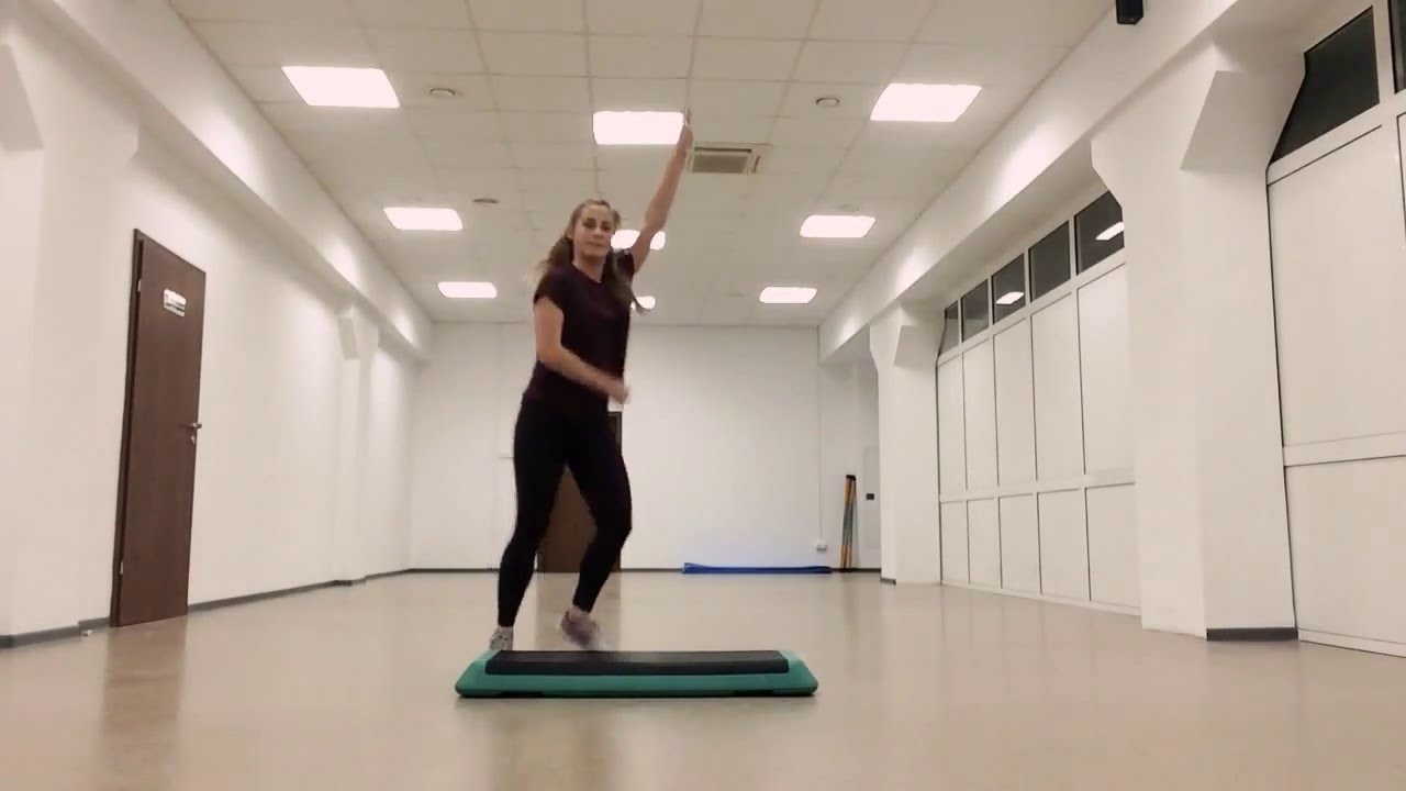 Step-aerobics with breakdown 2/ степ-аэробика с разучиванием 2