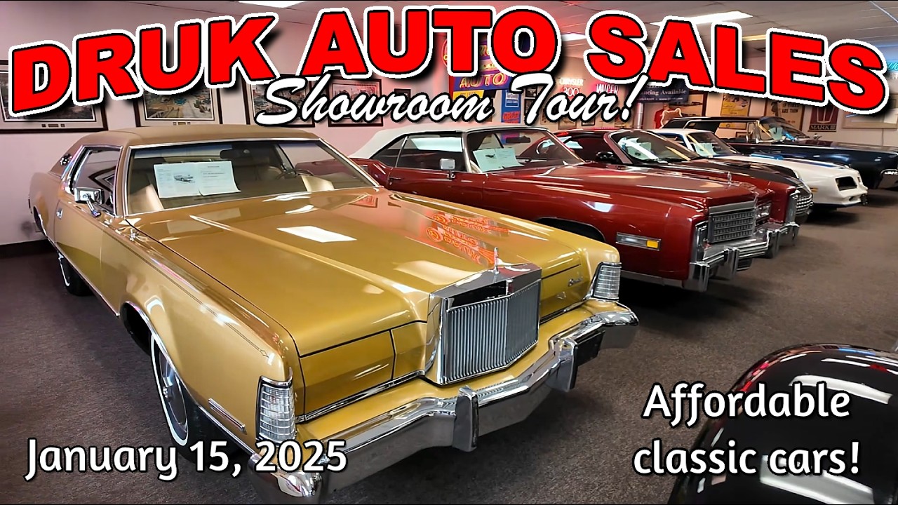AFFORDABLE CLASSIC CAR LOT WALK !! Druk Auto Sales 1 15 2026 - muscle cars - hot rods - pickups
