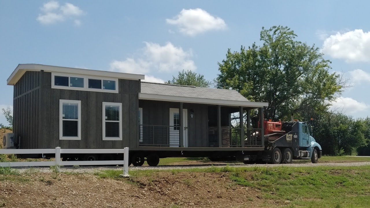 Tiny Home Front Porch with Wood Burning Fireplace