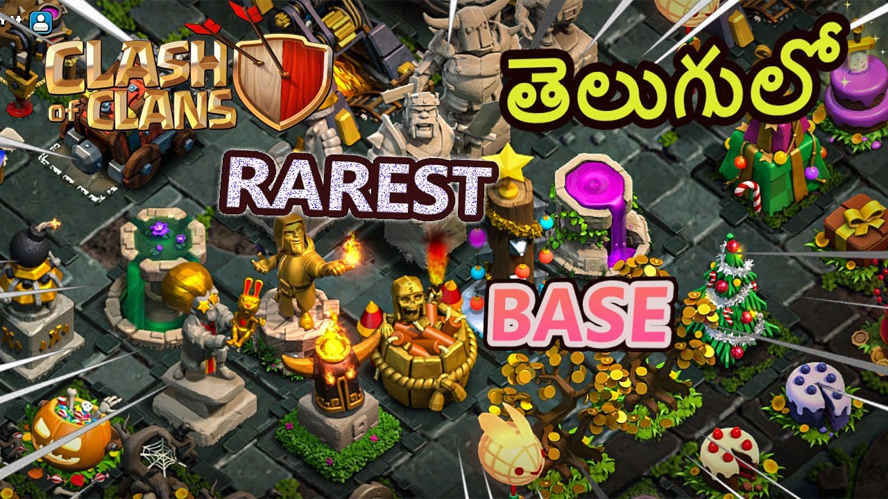 Rarest Decorations in clash of clans||COC Telugu||Clash Of Clans Bases||Clash Of Clans Telugu