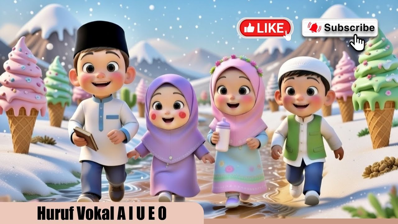 Belajar Huruf Vokal A I U E O 🎵 | Lagu Anak Ceria 3D (Edukasi PAUD/TK)