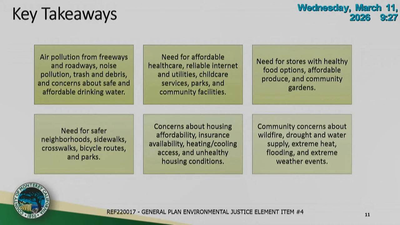 Environmental Justice Element Report with Planning Commission Monterey County in Salinas, CA