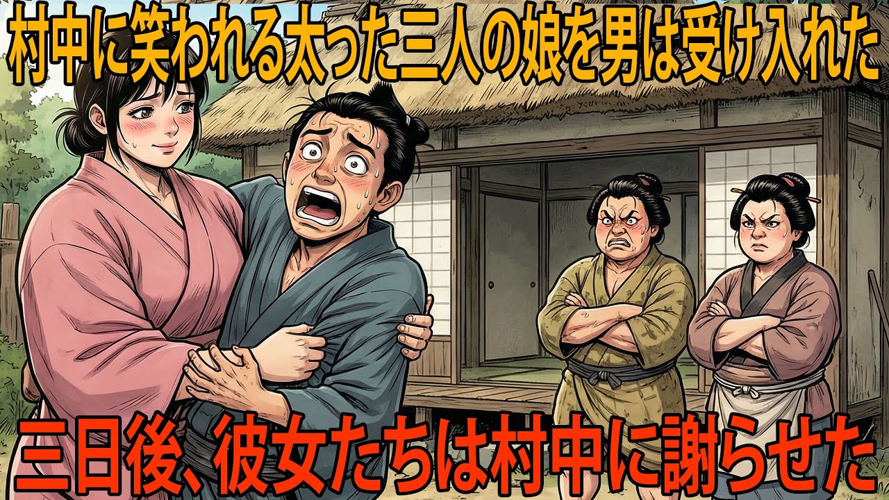 痩せた男は嘲笑も嘲りも振り切り、村中に「鬼三姉妹」と呼ばれた太った三姉妹を受け入れた | 民話 | 野談 | 時代劇 | 昔話 | 説話 | オーディオブック | 伝説