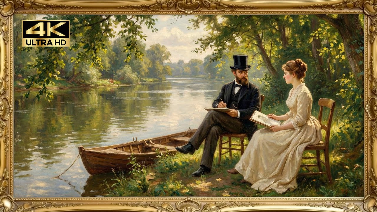 Vintage Elegance Couple Painting | Gold Frame TV Art Screensaver for TV Wallpaper | 4K