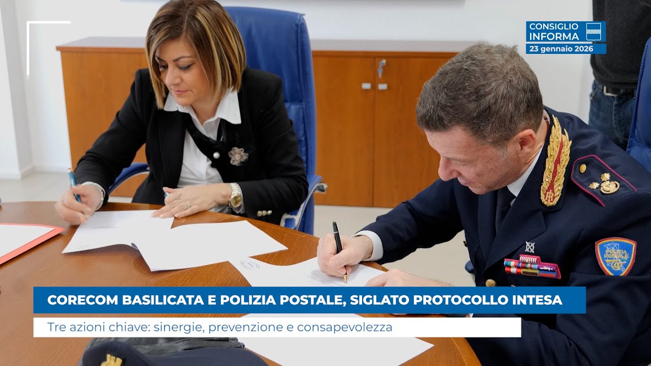 CORECOM BASILICATA E POLIZIA POSTALE, SIGLATO PROTOCOLLO INTESA
