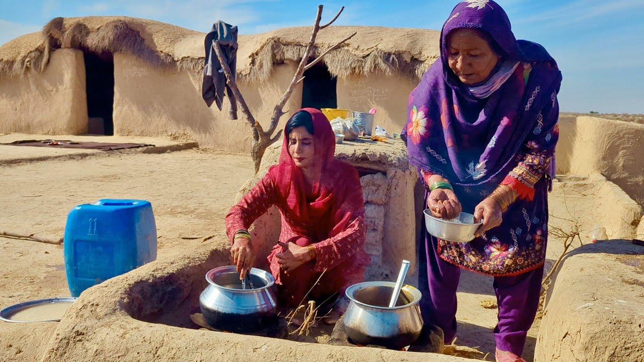 very unique Pakistani desert village natural life | village women daily routine |desert village life