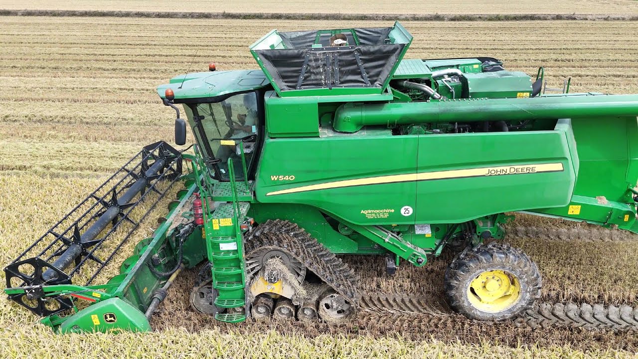 1914-(4K)-Barate di Gaggiano MI-Mietitura del riso 15-09-2025 (Drone Flip)