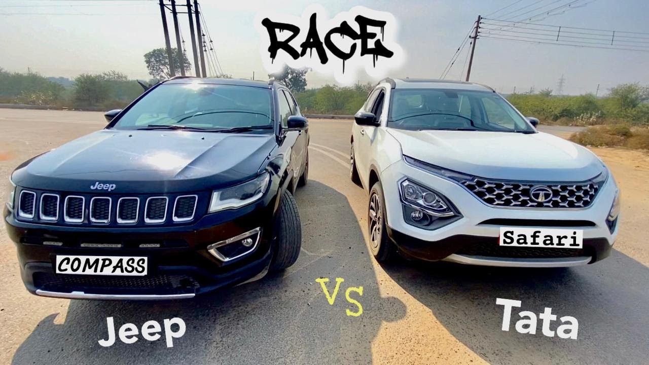 इसके तो धुएँ ही निकाल दिए 😂 2021 Tata SAFARI vs Jeep COMPASS : Drag Race