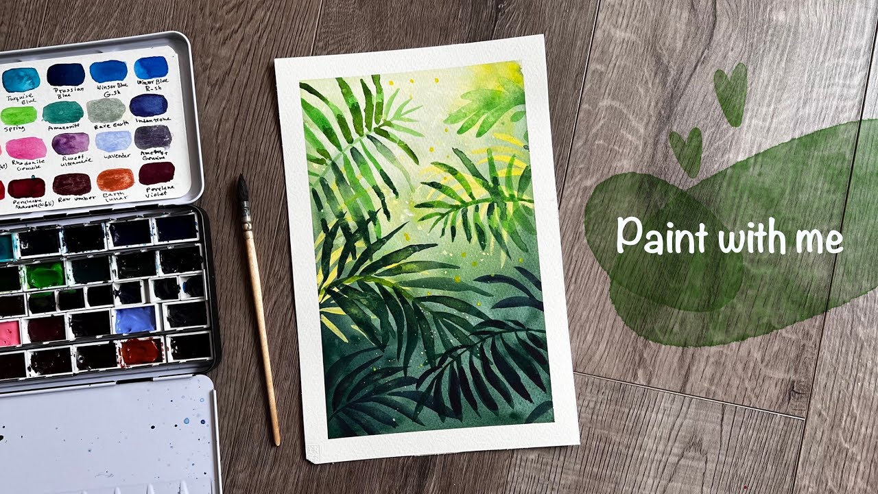 Watercolor tutorial 🎨 Tropical design🪴