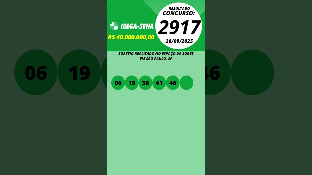 Mega Sena Resultado  Concurso 2917 20/09/2025