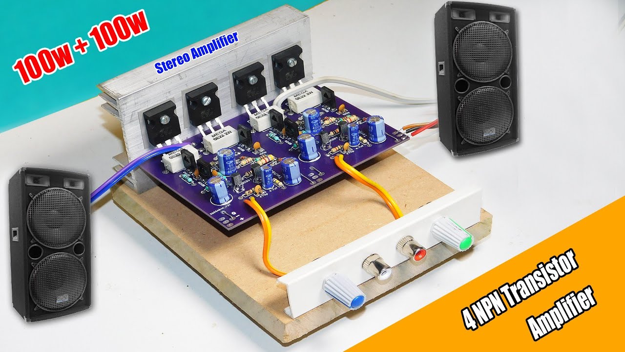 DIY Stereo Amplifier Using 32v 0 32v Transformer With 4+TIP3055 Transistor