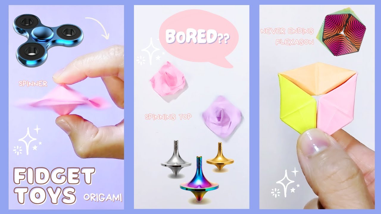 BORED? 😴 3 Origami Fidget Toys You Can Make with Sticky Notes 📒✂️｜Tutorial｜ #fidget #origami