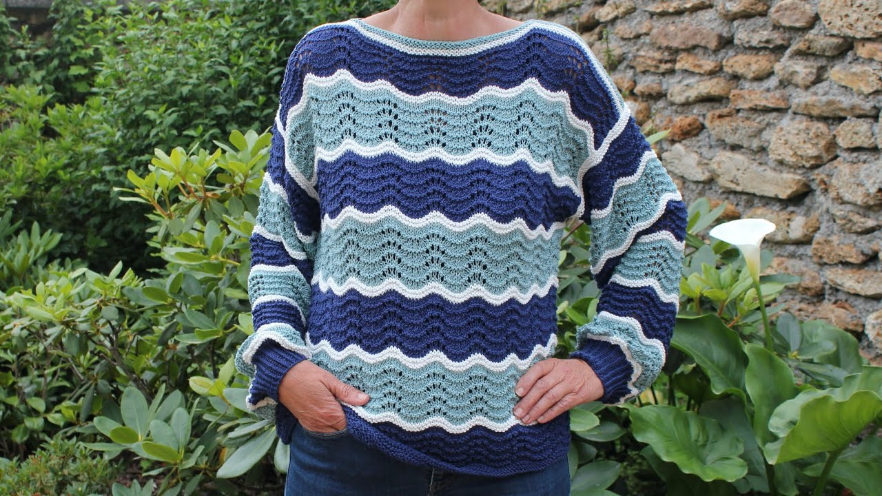 TUTO TRICOT : Pull Femme Point de Vague (du XS au XXXL)