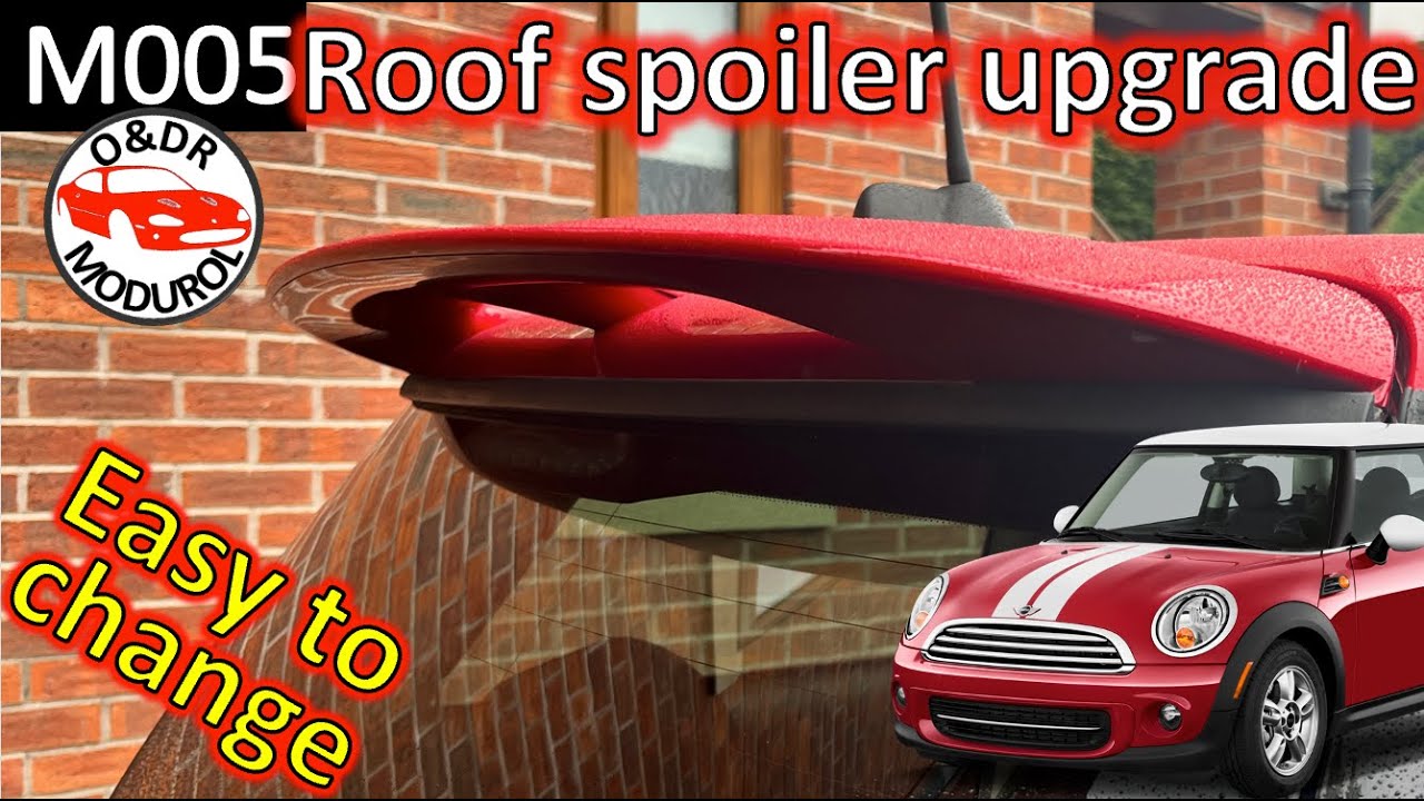 Mini One Roof spoiler upgrade to Cooper S. BMW R56 M005 rear wing aero tailgate modification change