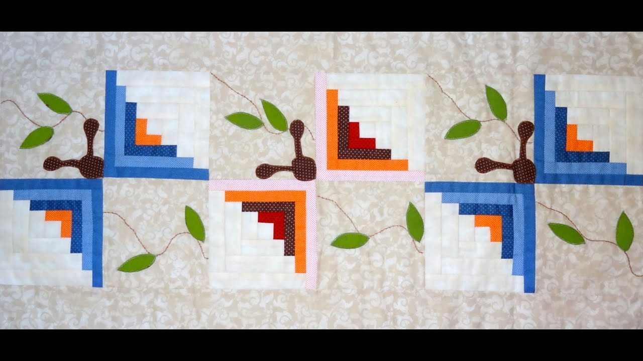 Caminho trilho de mesa em patchwork As Borboletas. Quilted patchwork and applique table runner