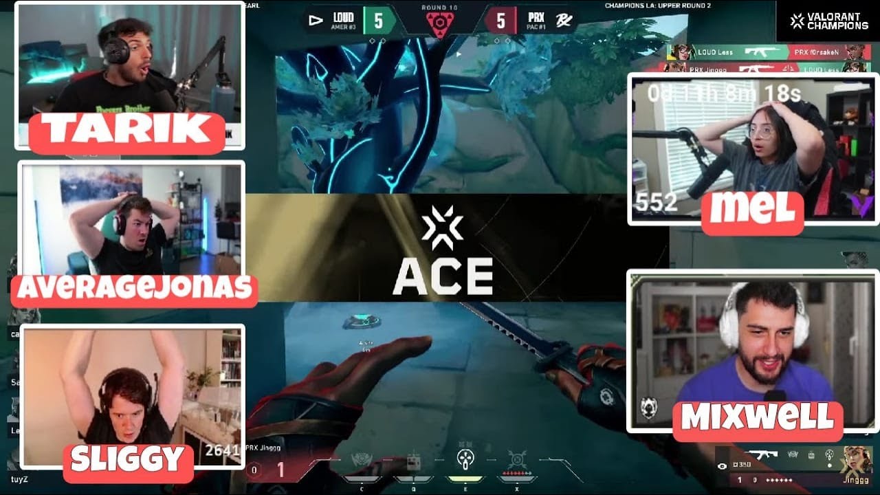 Streamers & Pros Reacts PRX Jinggg 1HP ACE vs LOUD | VCT Champions 2023