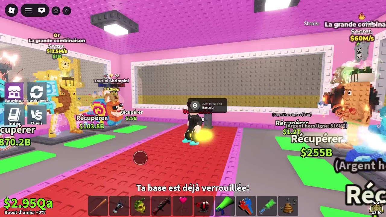 Live Steal brainrot PVp trade duel et je cherche de Garama