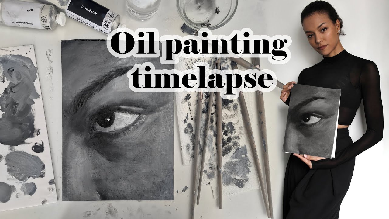 Using my own eye as a reference | Oil painting timelapse | piano music, no talking