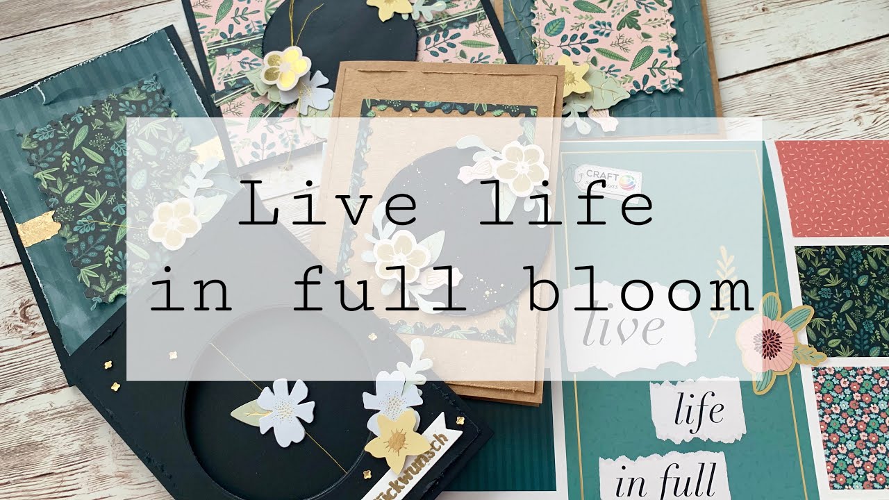 Action • 4 elegante Karten mit dem Block „ Live life in full bloom“ von #decotime