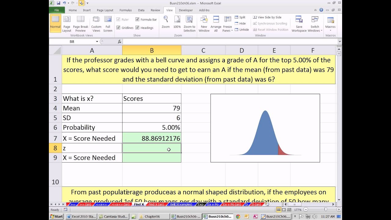Excel 2010 Statistics 61: Find X Given Normal Probabilities NORM.INV & NORM.S.INV Functions