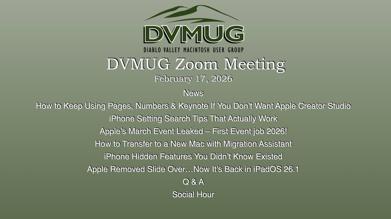 DVMUG Zoom Meeting 2-17-26