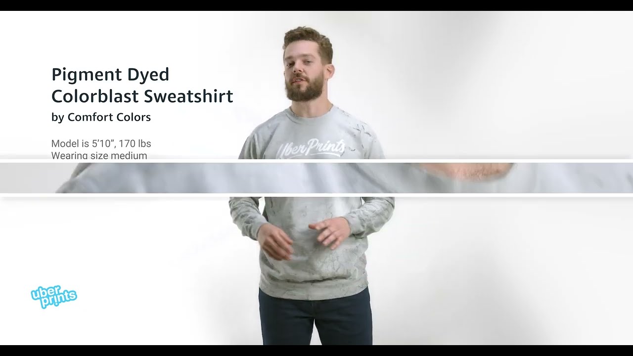 Pigment Dyed Colorblast Sweatshirt by Comfort Colors - Review Clip | Custom Printed at UberPrints
