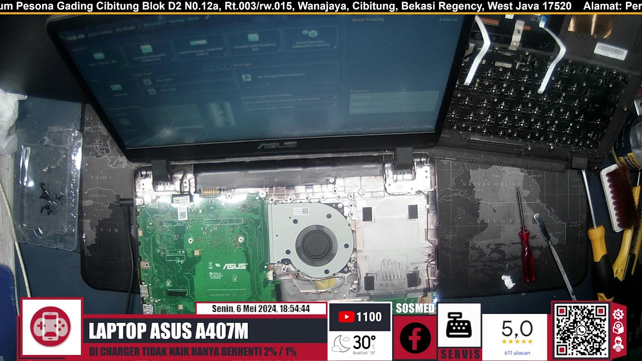 LAPTOP ASUS A407M CELERON TIDAK BISA DI CHARGER