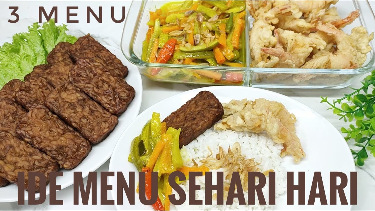 IDE MASAKAN SEHARI HARI udang goreng tepung, acar timun wortel, tempe bacem