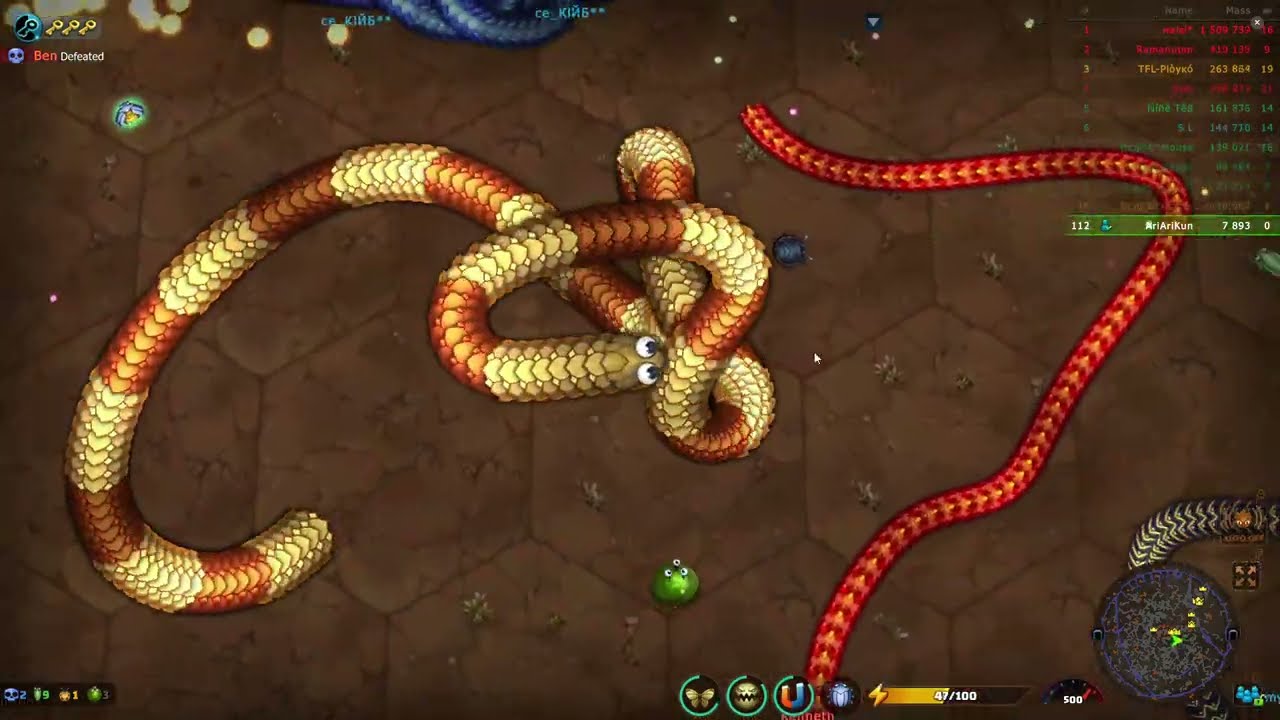 LittleBigSnake io GP#396 Top8 6Crowns 196536 Eating jujas