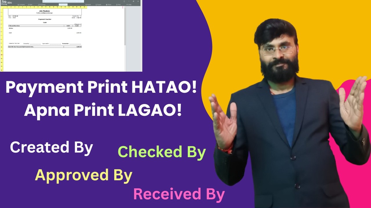 Delete Default Payment Print & Add Custom Print Button in Tally Prime | Full TDL Code